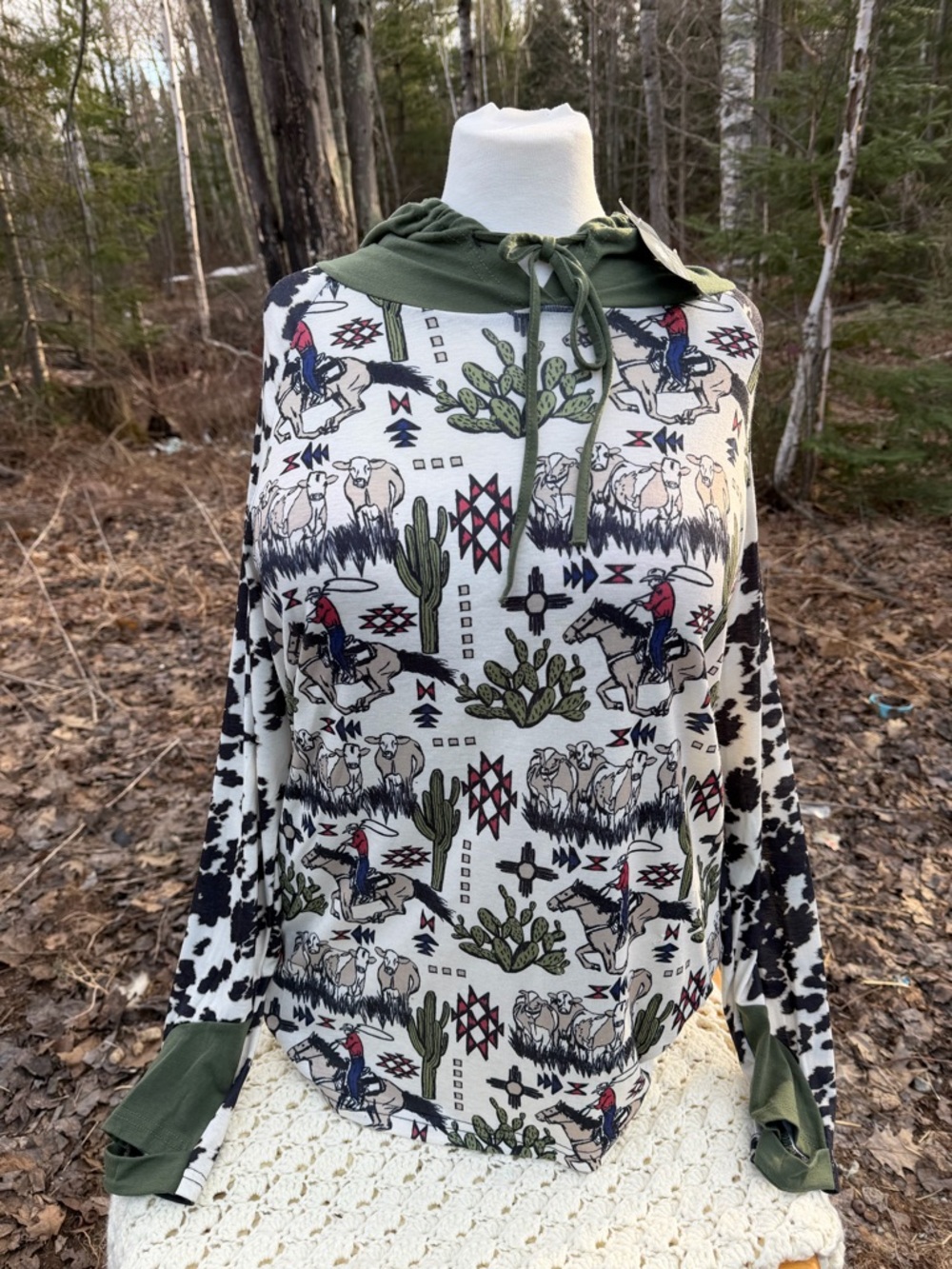 Olive & Cream Southwestern Hoodie Top